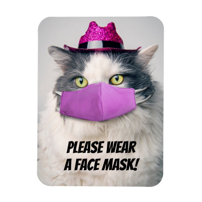 Imán Por favor, use un humor de gato con máscara facial (Vertical)