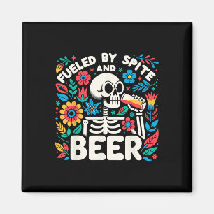 Imán Por Spite And Beer Halloween Skeleton Floral