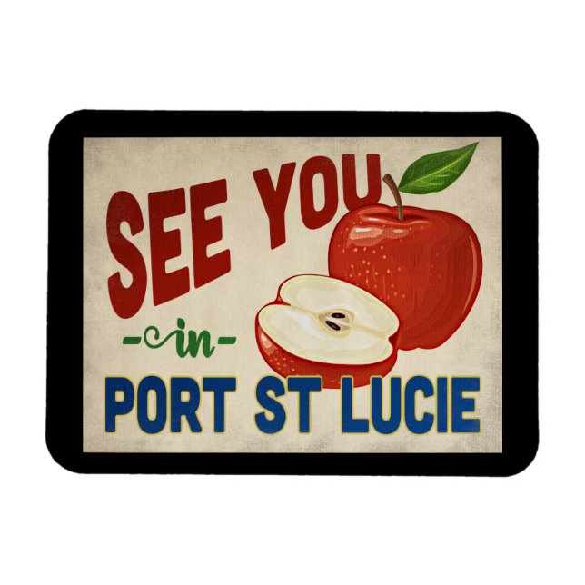 Imán Port St. Lucie Florida Apple - Viajes de época (Horizontal)