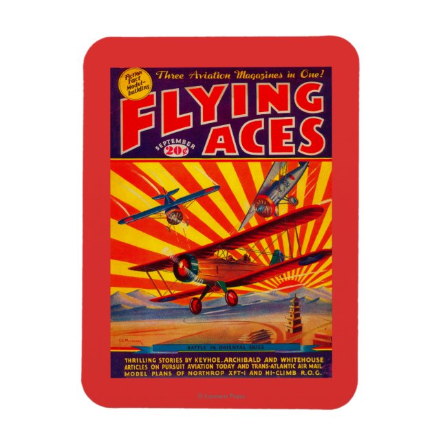 Imán Portada de la revista Flying Aces (Vertical)