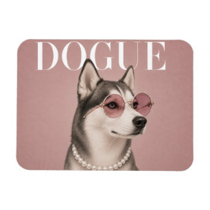 Imán Portada de perro Husky Siberiano Rosa