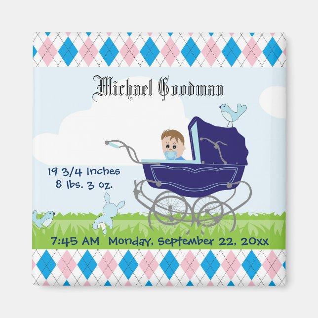 Imán Porte Cute Vintage Blue Baby Boy (Frente)