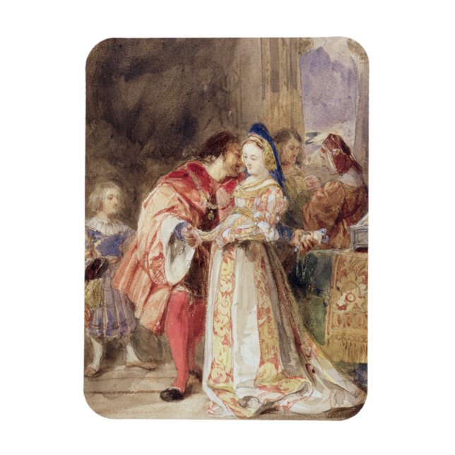 Imán Portia y Bassanio, c.1826 (p/c, tinta marrón, cuer (Vertical)