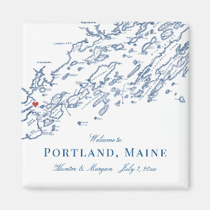 Imán Portland Maine Map Elegant Wedding Favor