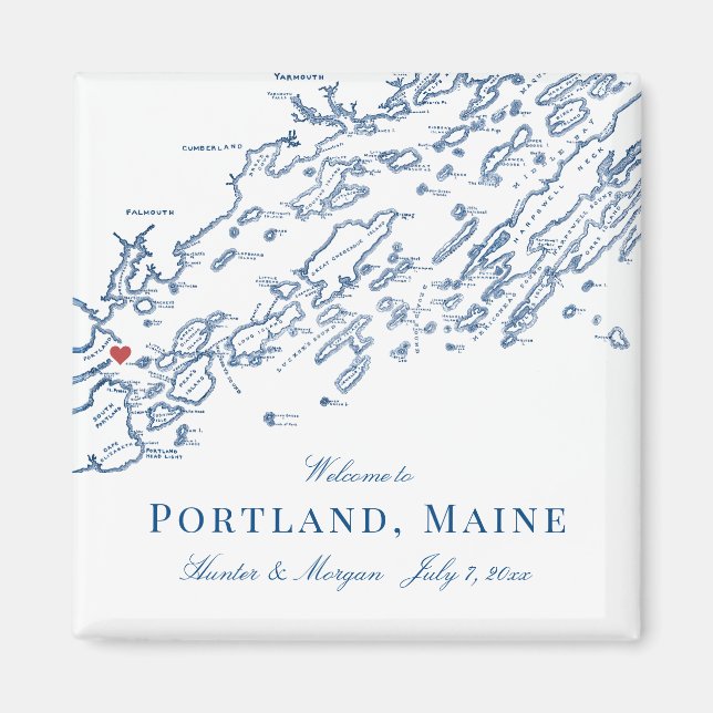 Imán Portland Maine Map Elegant Wedding Favor (Frente)