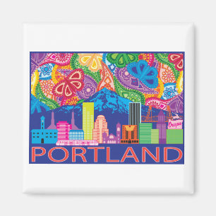 Imán Portland O y dibujo abstracto colorido de la