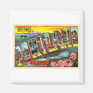 Imán Portland Oregon O Postcard De Letra Vintage Grande