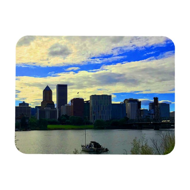 Imán Portland, Oregon Skyline #1 Magnet (Horizontal)