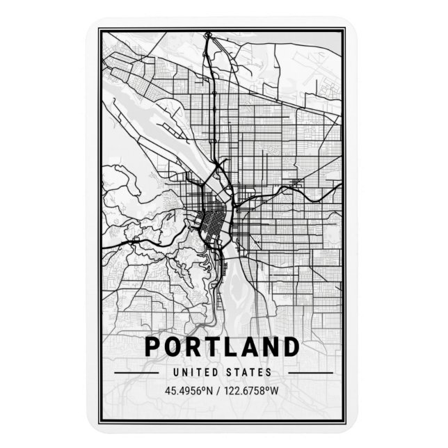 Imán Portland Oregon USA Travel City Map (Vertical)