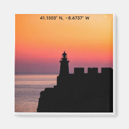 Imán Portugal Sunset Lighthouse Coordinates Magnet – Co