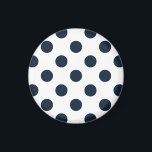 Imán Pos de polka azul marino oscuro<br><div class="desc">Pos de polka azul marino oscuro sobre fondo blanco</div>