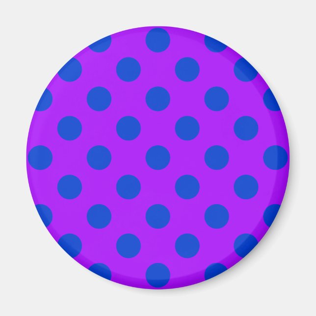 Imán Pos de polka azul sobre morado (Frente)