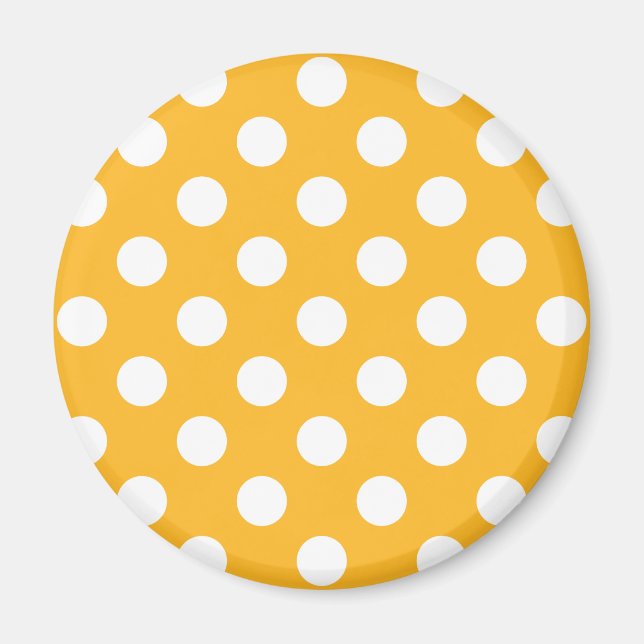 Imán Pos de polka blanca sobre amarillo (Frente)