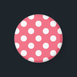 Imán Pos de polka blanca sobre el coral<br><div class="desc">Pos de polka blanca sobre el coral</div>