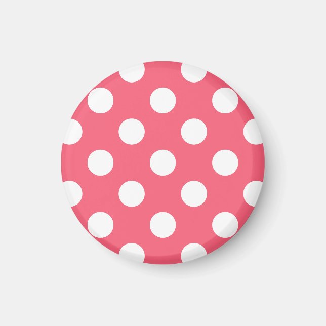 Imán Pos de polka blanca sobre el coral (Frente)