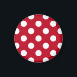 Imán Pos de polka blanca sobre rojo<br><div class="desc">Pos de polka blanca sobre rojo</div>