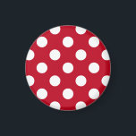 Imán Pos de polka blanca sobre rojo<br><div class="desc">Pos de polka blanca sobre rojo</div>