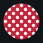 Imán Pos de polka blanca sobre rojo<br><div class="desc">Pos de polka blanca sobre rojo</div>