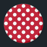 Imán Pos de polka blanca sobre rojo<br><div class="desc">Pos de polka blanca sobre rojo</div>