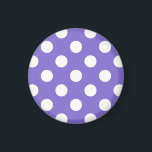 Imán Pos de polka blanco en periwinkle<br><div class="desc">Pos de polka blanco en periwinkle</div>