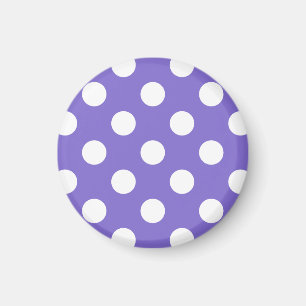 Imán Pos de polka blanco en periwinkle