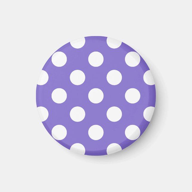Imán Pos de polka blanco en periwinkle (Frente)
