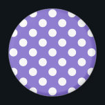 Imán Pos de polka blanco en periwinkle<br><div class="desc">Pos de polka blanco en periwinkle</div>