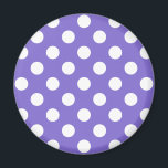 Imán Pos de polka blanco en periwinkle<br><div class="desc">Pos de polka blanco en periwinkle</div>