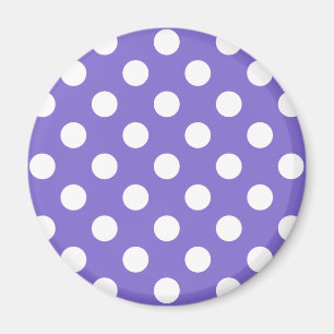 Imán Pos de polka blanco en periwinkle