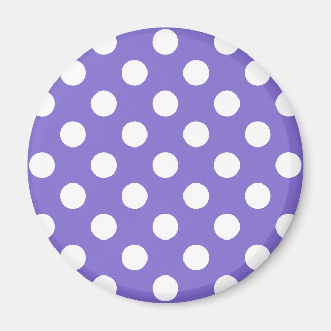 Imán Pos de polka blanco en periwinkle (Frente)