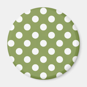 Imán Pos de polka blanco sobre el verde oliva