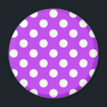 Imán Pos de polka blanco sobre púrpura brillante<br><div class="desc">Pos de polka blanco sobre púrpura brillante</div>