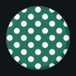 Imán Pos de polka blanco sobre verde sabio<br><div class="desc">Pos de polka blanco sobre verde sabio</div>