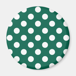 Imán Pos de polka blanco sobre verde sabio