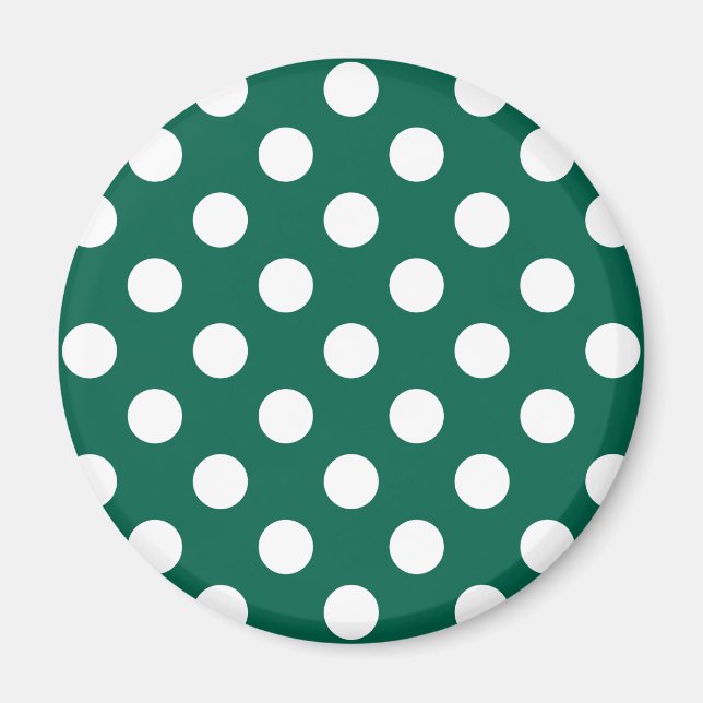 Imán Pos de polka blanco sobre verde sabio (Frente)