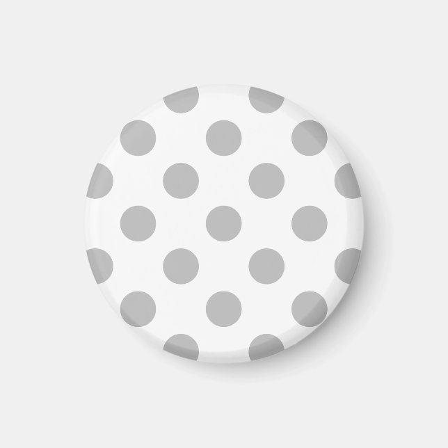 Imán Pos de polka gris sobre blanco (Frente)
