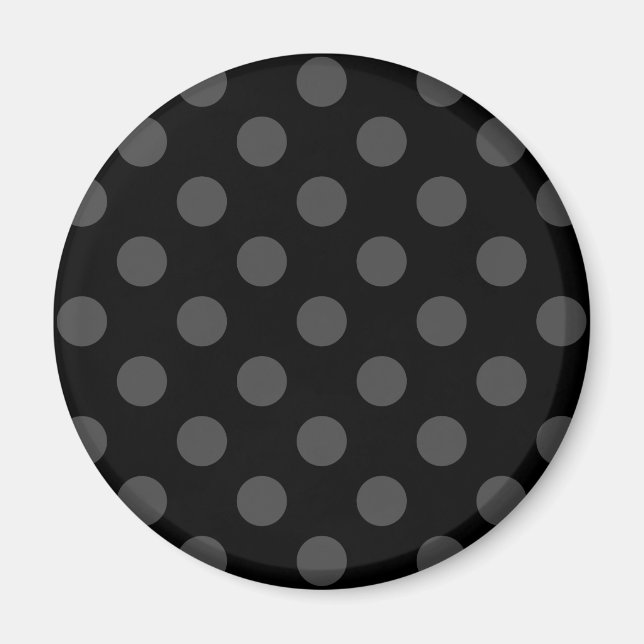 Imán Pos de polka gris sobre negro (Frente)