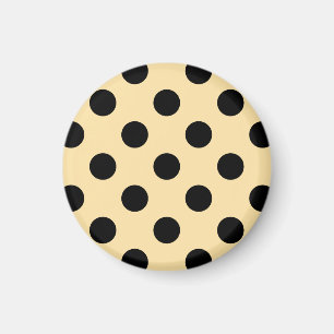 Imán Pos de polka negra en amarillo pálido