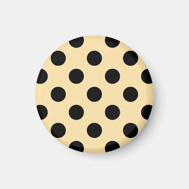 Imán Pos de polka negra en amarillo pálido (Frente)