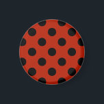 Imán Pos de polka negra en rojo<br><div class="desc">Pos de polka negra en rojo</div>