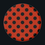 Imán Pos de polka negra en rojo<br><div class="desc">Pos de polka negra en rojo</div>