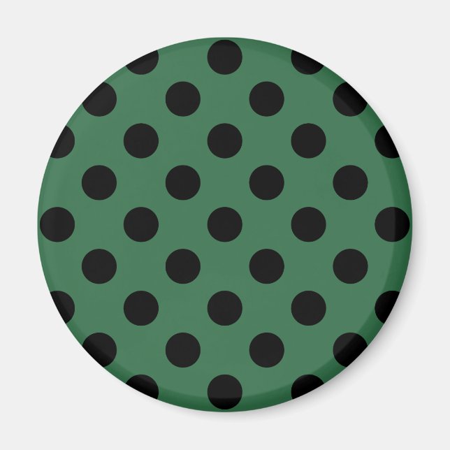 Imán Pos de polka negra en verde gelatina (Frente)