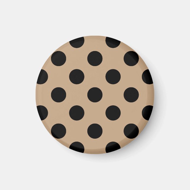Imán Pos de polka negro en beige (Frente)