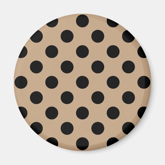 Imán Pos de polka negro en beige (Frente)