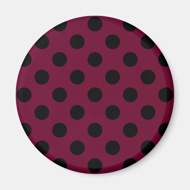 Imán Pos de polka negro en burdeos (Frente)