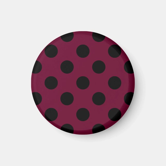 Imán Pos de polka negro en burdeos (Frente)