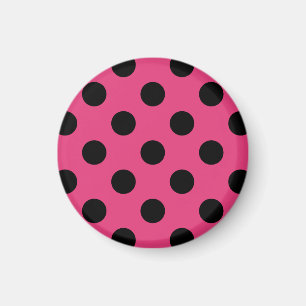 Imán Pos de polka negro en fucsia