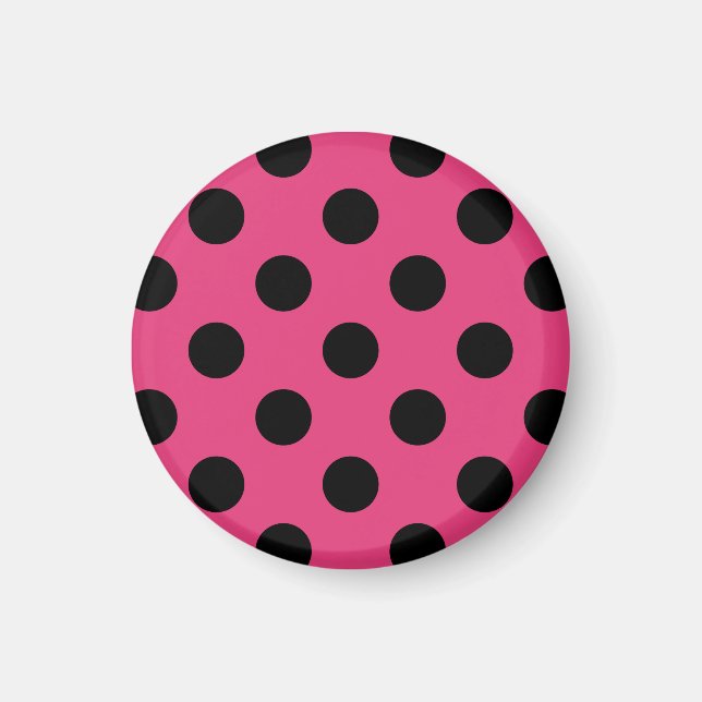 Imán Pos de polka negro en fucsia (Frente)