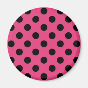 Imán Pos de polka negro en fucsia