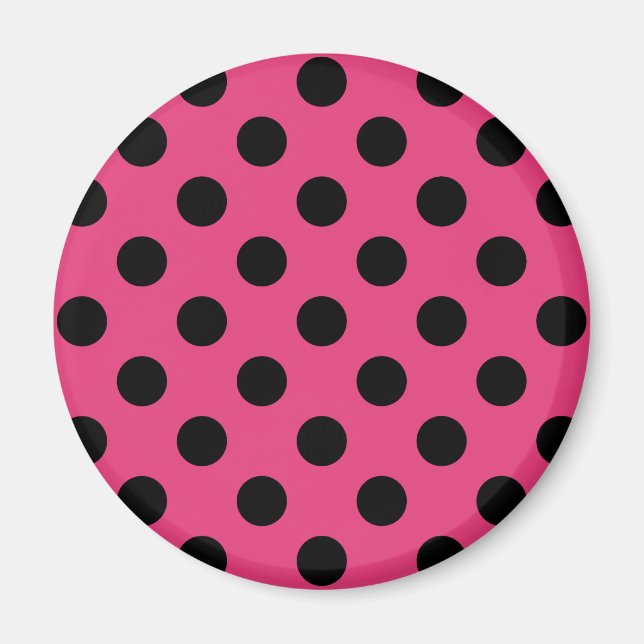 Imán Pos de polka negro en fucsia (Frente)